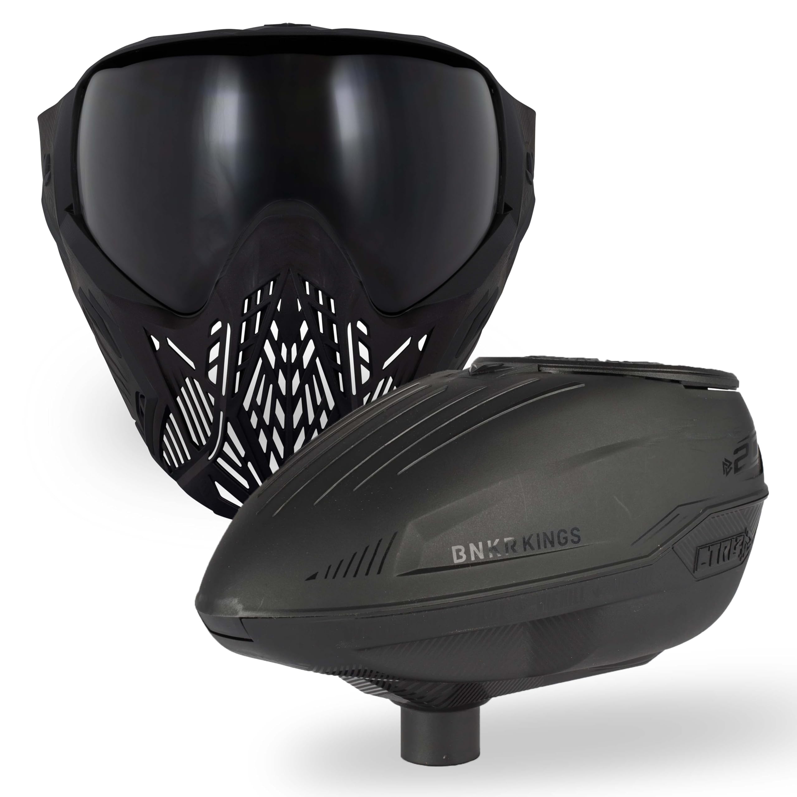 Bunkerkings Ctrl 2 Paintball Hopper Loader &amp; CMD Mask Goggle Killer Combo Bundle (Black)