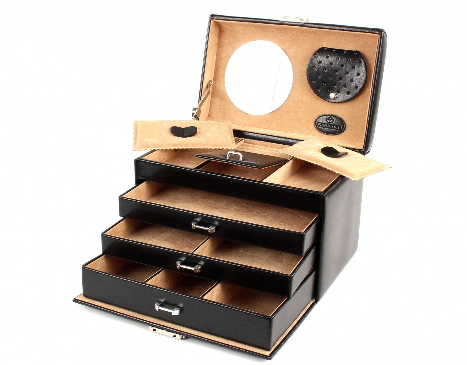 Windrose Szkatułka na biżuterię Merino Moda Jewelry Box Black czarna