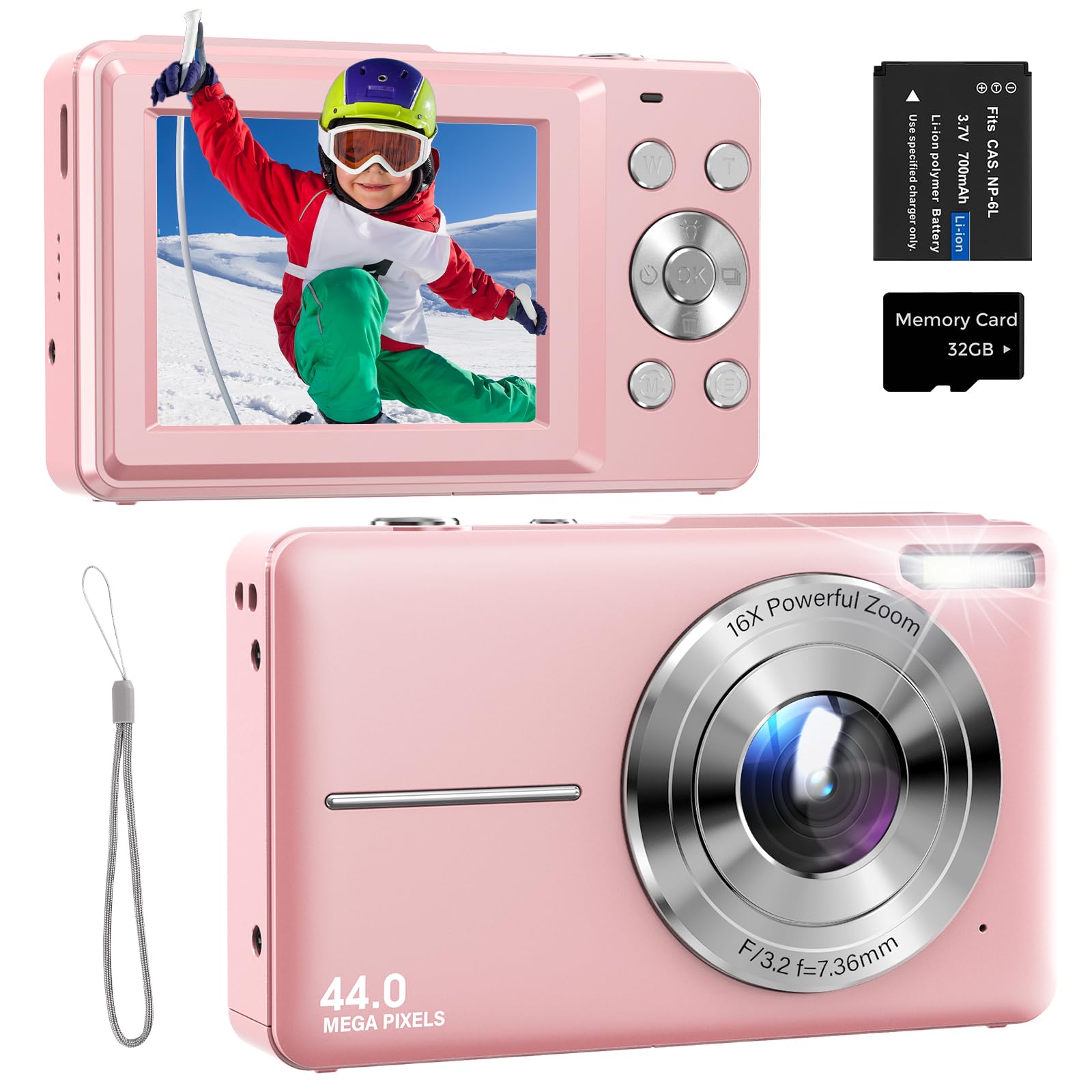 Videocamera Portatile DV 1080P 16 MP Con Zoom Digitale 16x, Schermo Girevole TFT da 2,7 Pollici e Cavo USB (Nero