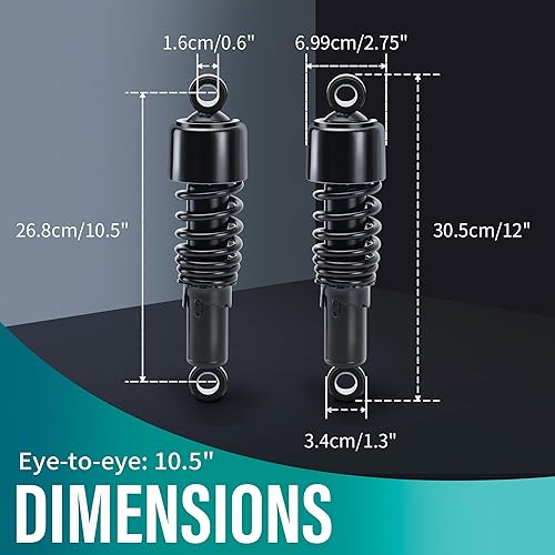 Miniatura 3 de MoKitDora 267mm10.5" Kit de Suspensión de Amortiguador Trasero Slammer de Bajada para Harley 1980-up Touring, 1983-up Sportster, y 1991-up Dyna, 1