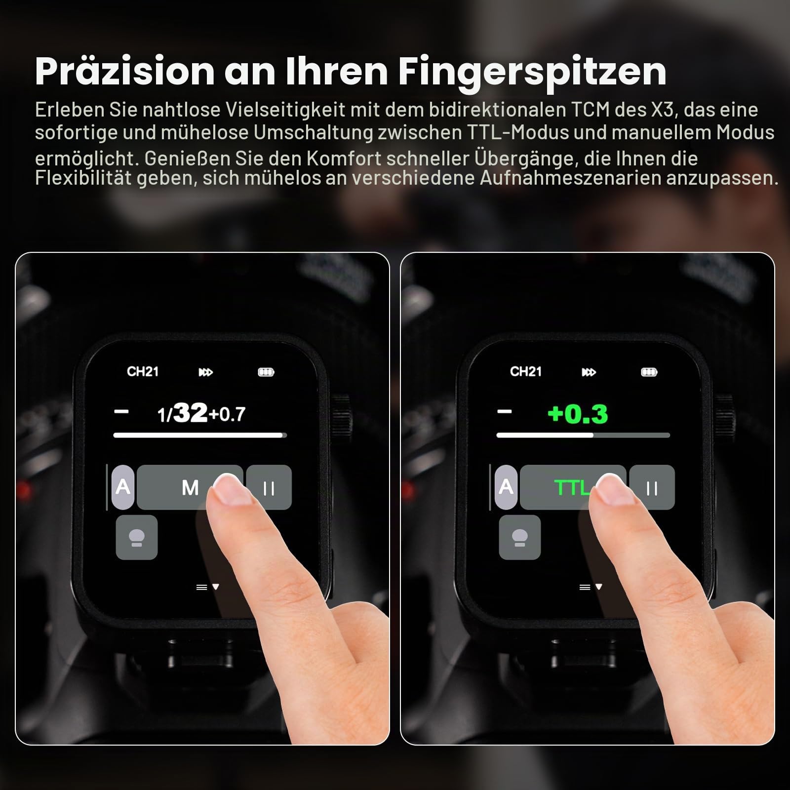 Godox X3C X3-C Drahtloser Blitzauslöser für Canon, 2.4G TTL Blitzsender mit Touchscreen, TTL Unterstützung Auto/Manuell/Multiblitz, Eingebauter Lithium Akku, Hochauflösendes OLED Display