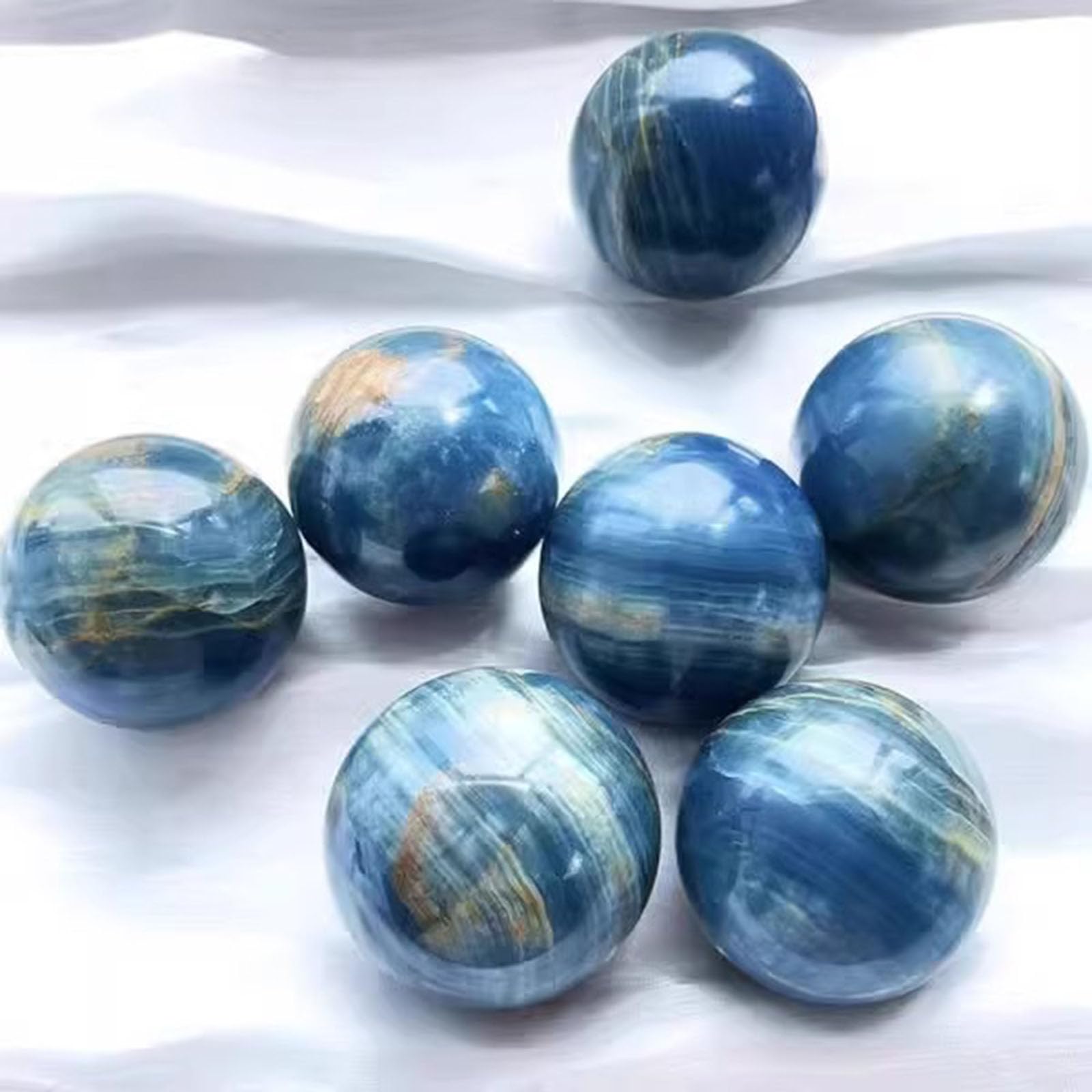 Sfera di Cristallo di Agata Blu, Sfere di Cristallo per Meditazione, Stregoneria e Sfere Decorative, Cristalli e Pietre curative, Regalo per Principianti, Ornamenti da scrivania,50~60mm