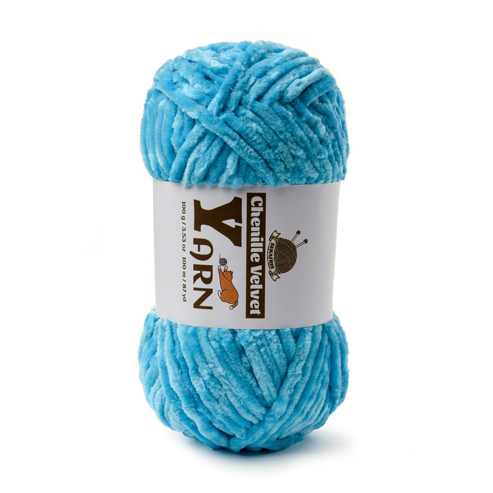 Chenille Crochet Lake Blue Yarn 1 Pack