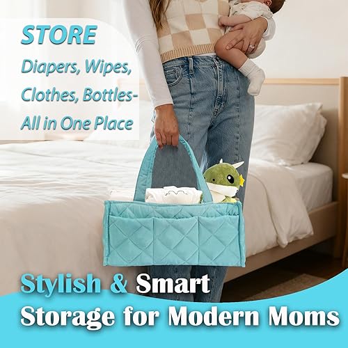 Miniatura 5 de Organizador de pañales para bebé, cesta de almacenamiento para recién nacidos, cesta de viaje para pañales de bebé, organizador de bolsa de