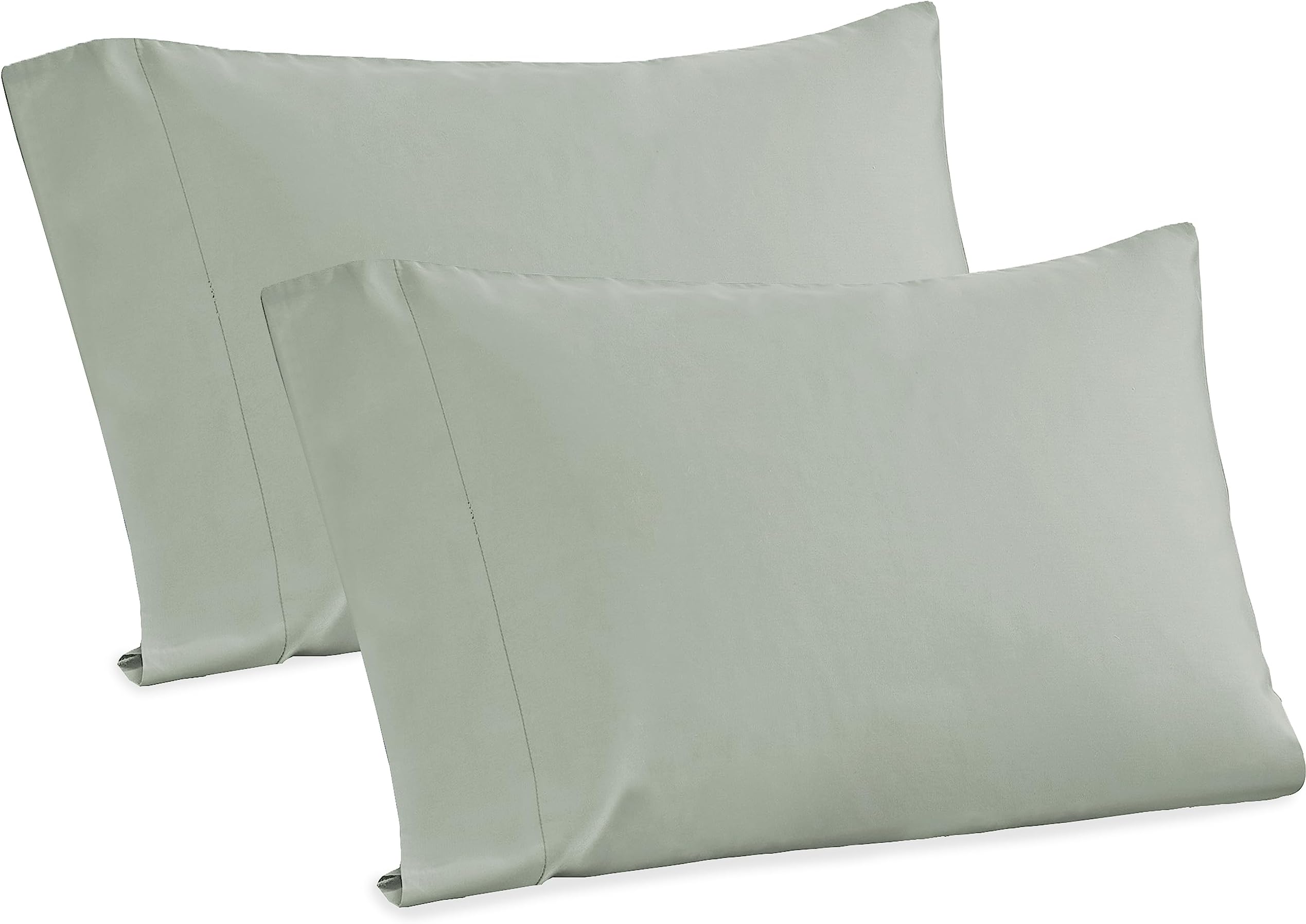 California Design DenSoft & Silky 500 Thread Count 100% Cotton Sateen, Cool & Smooth with A Classic Opening, Set of 2 King Pillow Cases (Solid - Silver Sage)