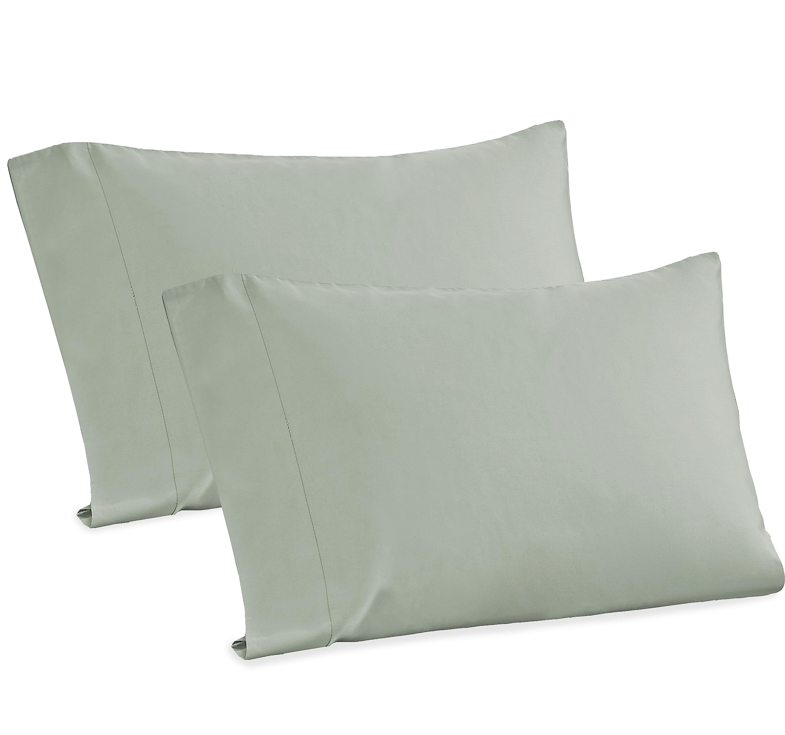 California Design DenSoft & Silky 500 Thread Count 100% Cotton Sateen, Cool & Smooth with A Classic Opening, Set of 2 King Pillow Cases (Solid - Silver Sage)