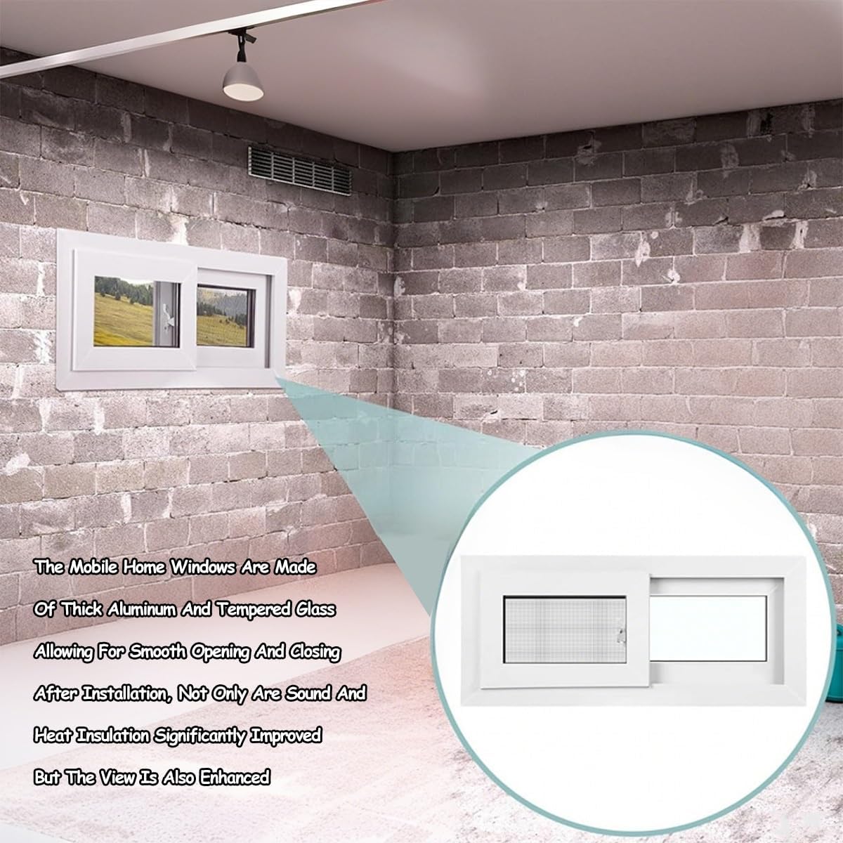 Basement Sliding Replacement Window with Screen, 22"-40" Sizes, Soundproof for Shed, Mobile Home, Bathroom, Barn, Garage - Coffee, 29" x 23"