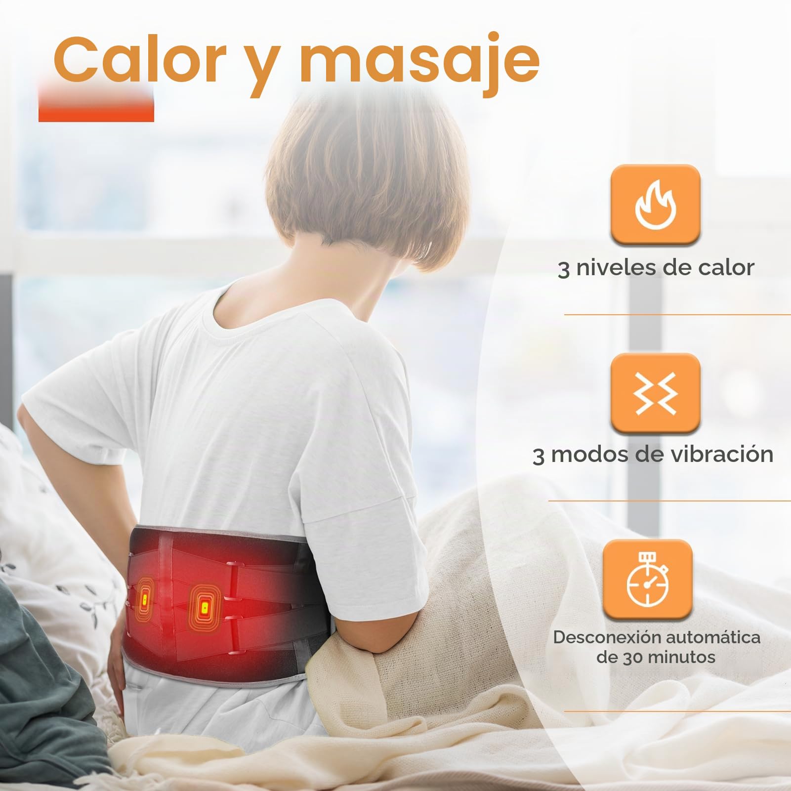 Comfytemp Almohadilla Eléctrica Lumbar, Esterilla Electrica Para La Cintura Con 3 Modos De Calefacción Rápida Y Masaje, Manta Electrica para la Zona Lumbar y Abdominal, Para Aliviar El Dolor