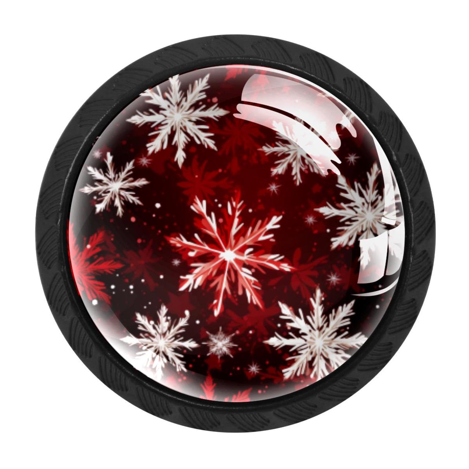 CHENZZZZ 4 Pack Christmas Snow Dresser Drawer Cabinet Knobs Round Crystal Glass Knobs Pulls Handles for Kitchen Wardrobe Cupboard Door Hardware