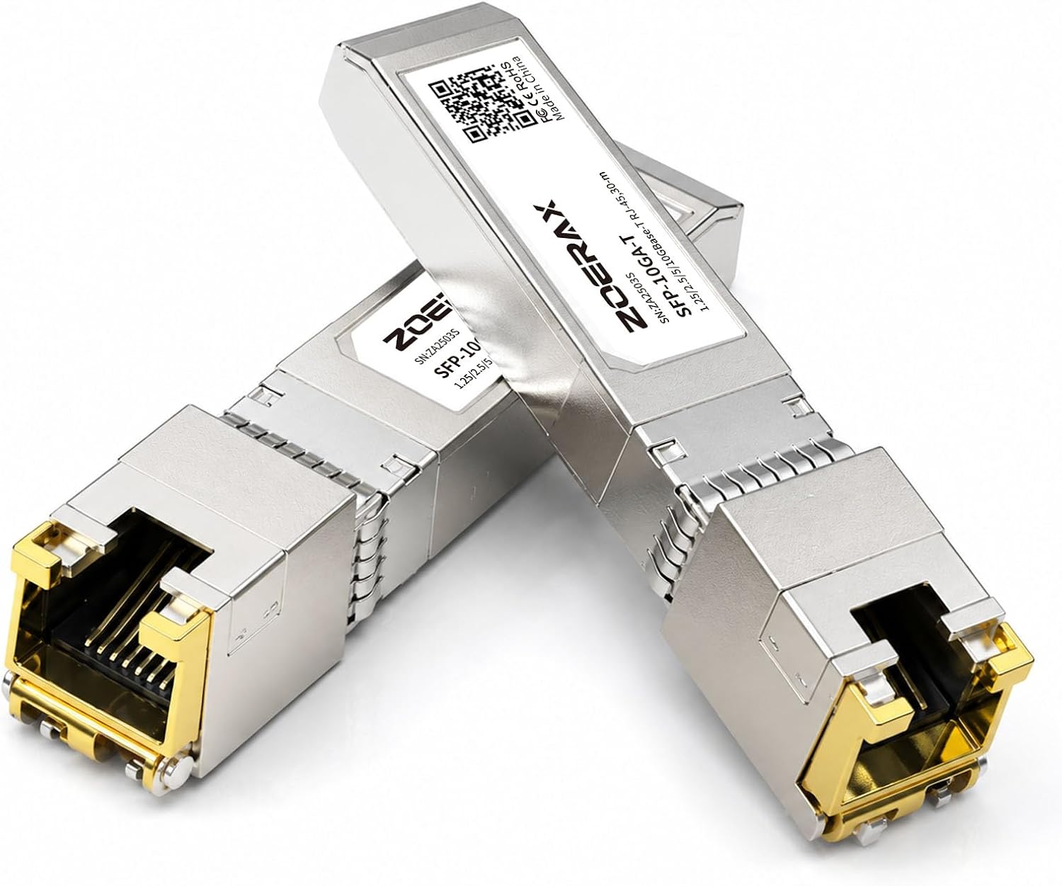 10G SFP+ to RJ45 Copper Transceiver 2-Pack, Multi-Rate 10G/5G/2.5G/1.25G Auto-Negotiation, 30-Meter Cat6a/Cat7 Support, Hot-Swappable for Cisco, Ubiquiti, TP-Link, Netgear, MikroTik | Low Power, Plug & Play, Wide Compatibility, Stable Link, Shielded Design