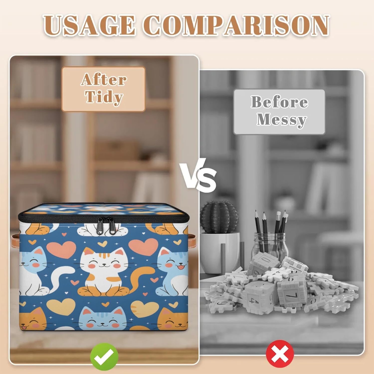 2-Pack Storage bins with lids - 26 quart organizer bins - Collapsible fabric storage bins with sturdy handles and double zipper tops - Versatile for home, toys, dorm rooms