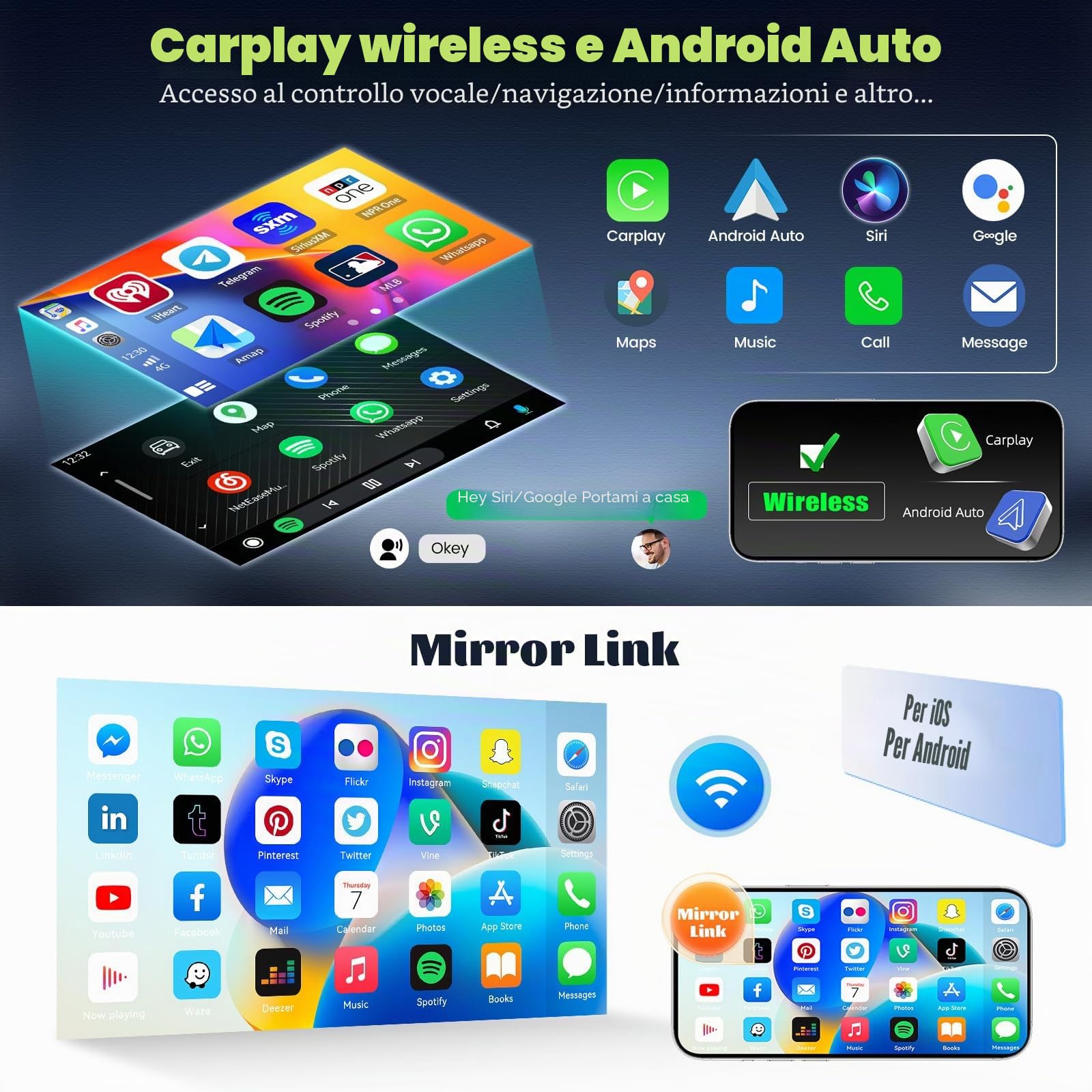 4G+64G GOHHDL Android Autoradio 2Din per Peugeot 107 / Citroen C1 / Toyota Aygo 2004-2014 con Carplay Android Auto, Radio da 10 Pollici con BTGPS Navi WIFI FM/RDS Mirror Link SWC Retrocamera&MIC