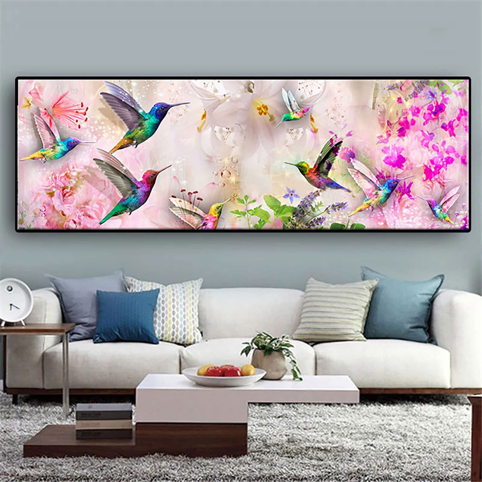 Instarry DIY 5D Diamond Painting Kit Completo Colibrì e Fiori Decorazioni Parete 150x50 cm