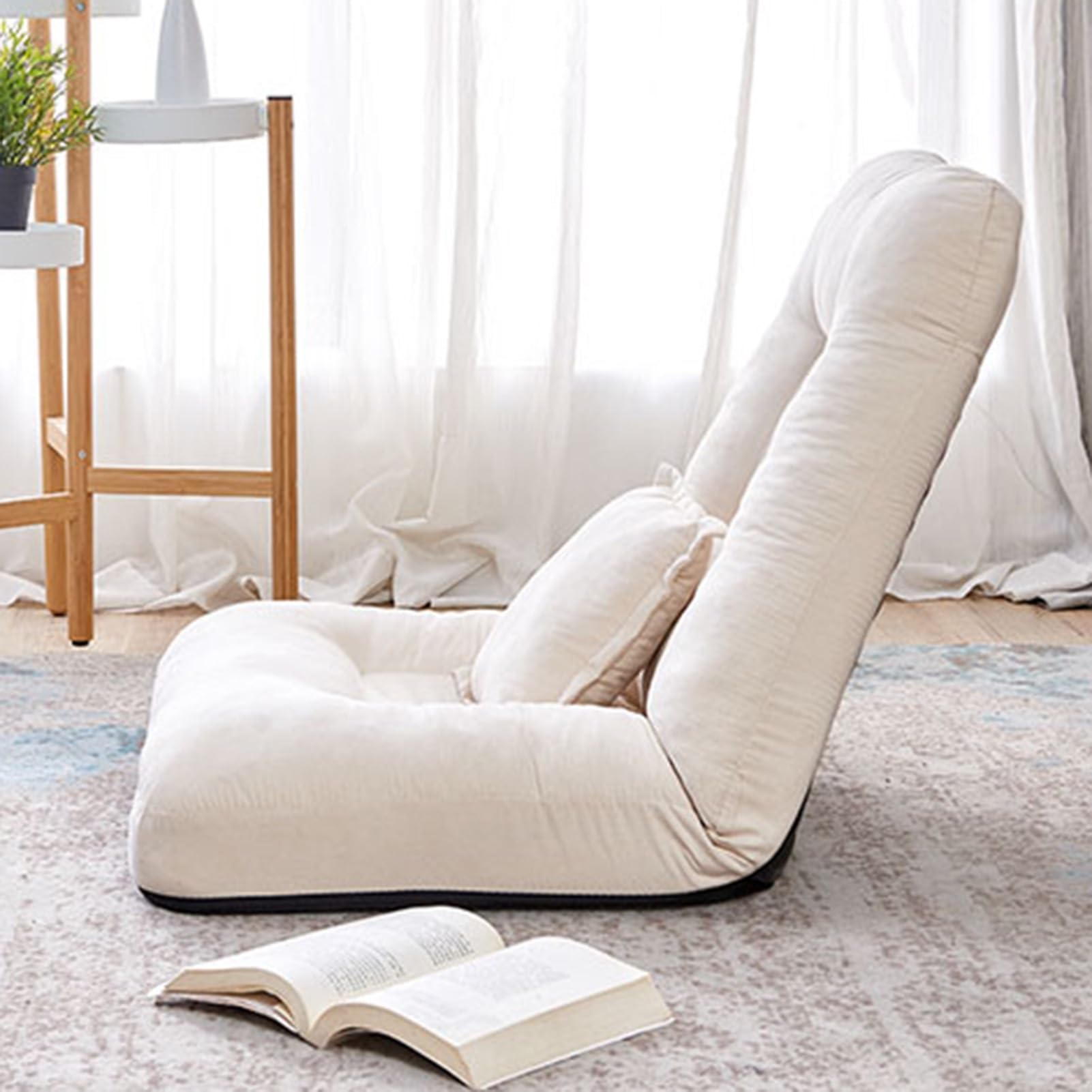 Sofá Chaise Lounge, Ajuste 5 Ángulos Silla Reclinable, Plegable Sillón Reclinable Recreación Portátil con Almohada para Dormitorio Oficina, Extraíble Lavable (Color : Amarillo, Tamaño : 23.6