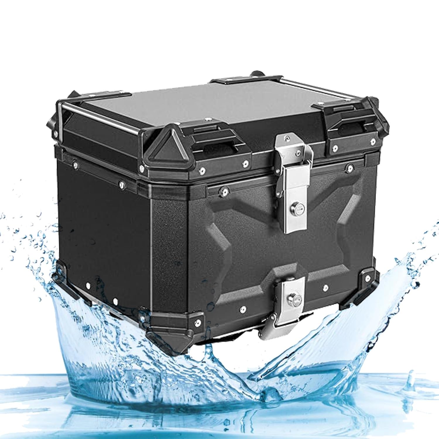 Top Case pour Moto en Alliage D'aluminium 28L 36L 45L 55L 65L 80L 100L Coffre De Moto Boîte De Rangement Étanche avec Serrure De Sécurité Top Case pour Scooter (Color : X-Black, Size : 80L)