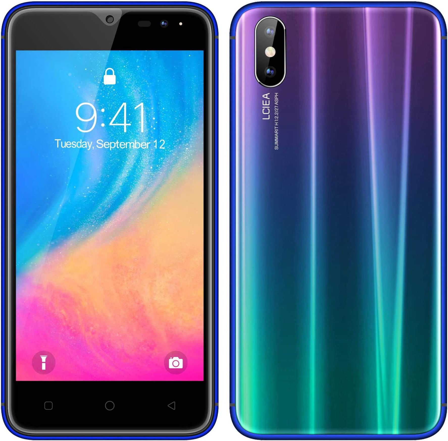 SIM Free Mobile Phones, HyRich 3G Android Smarphones Unlocked, 5.5 inches Touchscreen, 2800mAh Battery, 5MP+2MP Dual Camera, Dual SIM Phone, UK Version (i8 Aurora Blue)