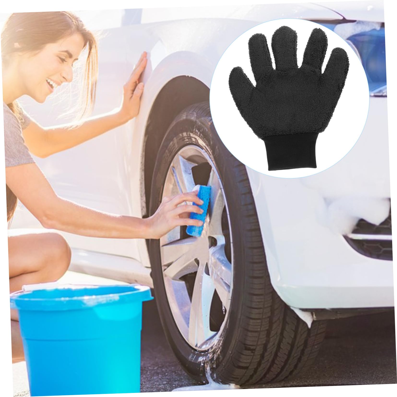 ULTECHNOVO 5piezas Guante De Lavado para Automóviles De Microfibra Manopla De Limpieza Prueba De Rayones Diseño Reforzado y Versátil para Cuidado De Vehículos y Superficies del Hogar