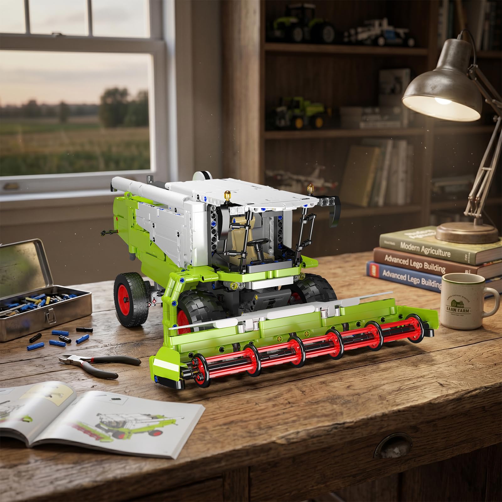 Mould King 17014 Technik ferngesteuert -Mähdrescher MOC-Elektrisch Combine Harvester Schwerlast-Baufahrzeug (1265+ Teile) Technologie Klemmbausteine Bausatz Claas Lexion 760 Traktor