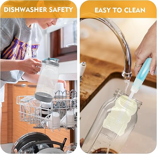 Miniatura 7 de Jarra de vidrio de 64 onzas, boca ancha a prueba de fugas, jarra de medio galón con parachoques de silicona para cerveza helada, té de frutas,