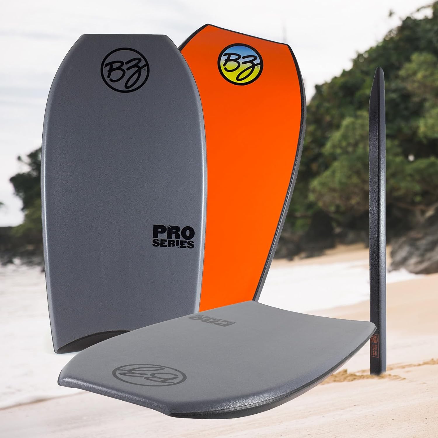 BZ Pro 42" Bodyboard, Crescent Tail Body Board with Zero-G Polypro Core 8LB H-Cell Deck Surlyn Slick Tru-Flex Mesh for Beach Surfing