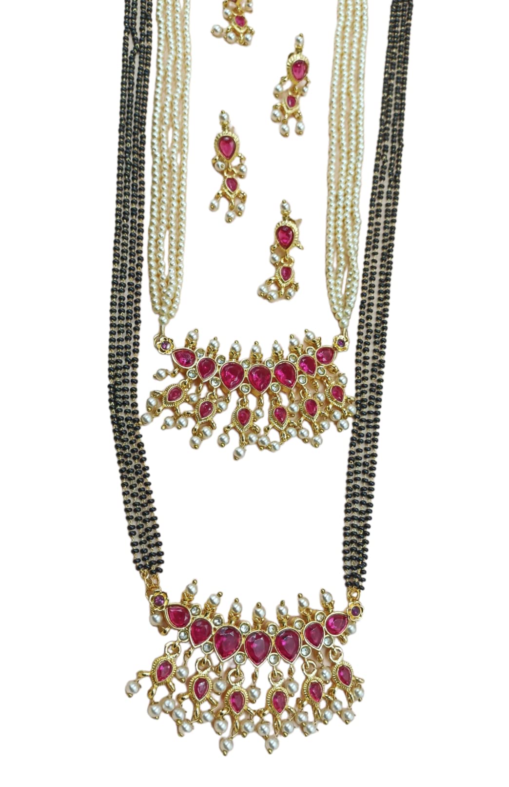 36 Inches Black Chain Pink Pendent Mangalsutra 30 Inches Cream Pearls Pink Pendent Tanmani Set For Unisex Adult (B0BT8CQP2W) Amazon Price History, Amazon Price Tracker