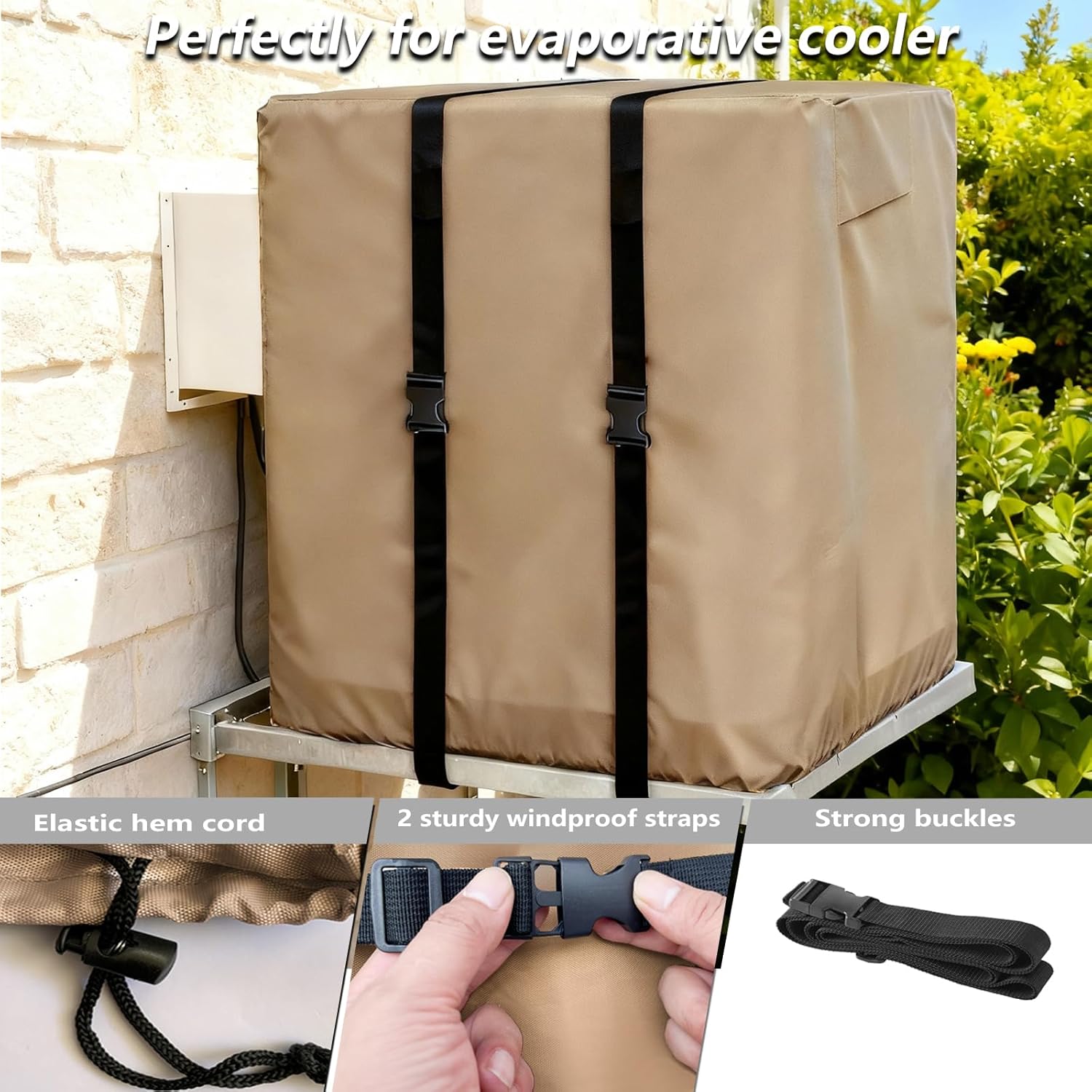 Side Draft Swamp Cooler Cover,Equipped with 2 Covers Straps, Heavy-Duty 600D Waterproof Evaporative Cooler Cover,Side Draft Evaporative Cooler Weatherproof Covers.34"W x 34"D x 36"H