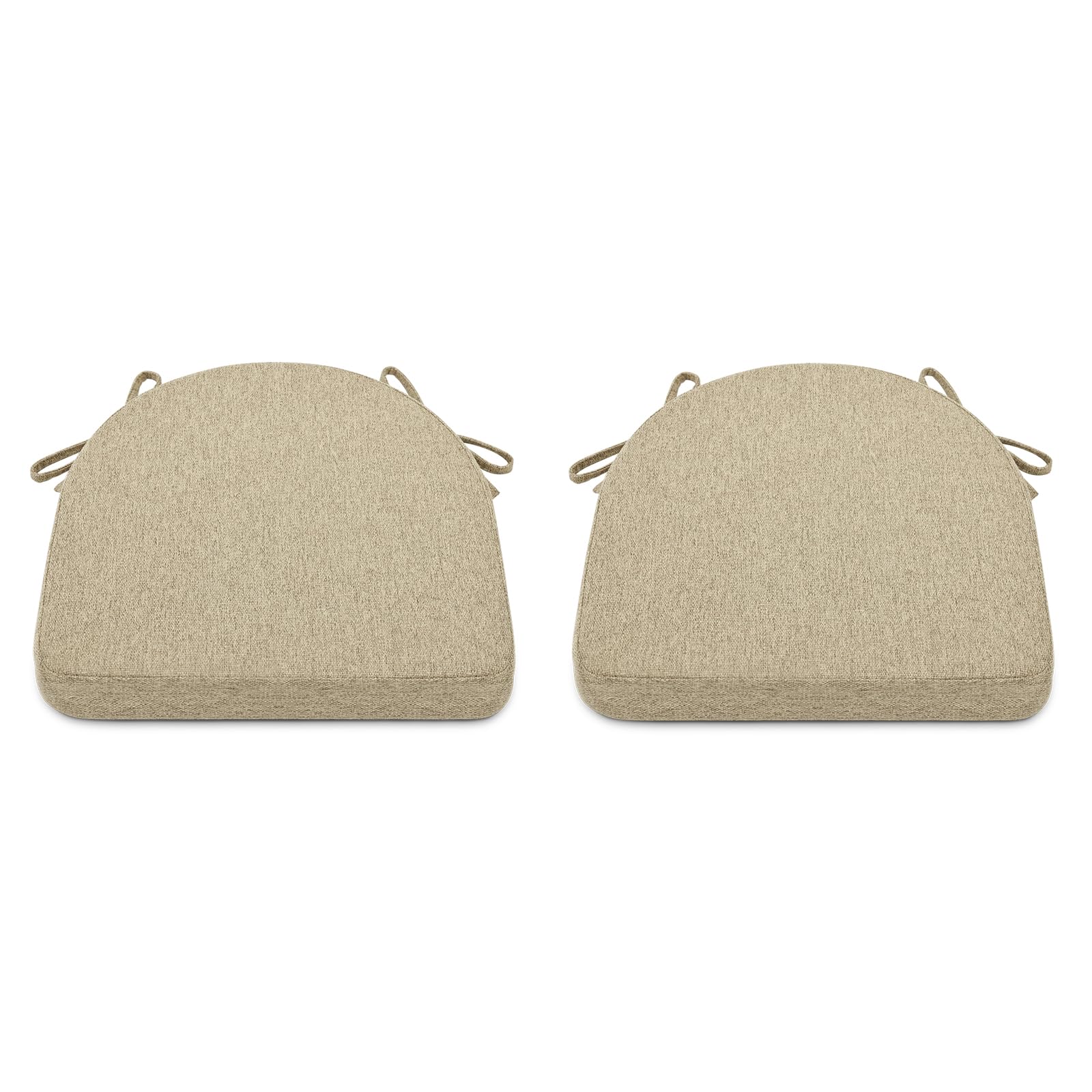 Shinnwa Dining Chair Cushions Set of 2, Non-Slip Kitchen Chair Cushions with Ties and Machine Washable Cover, 2 Pack, 17 x 16.5 x 2in, Natural Linen