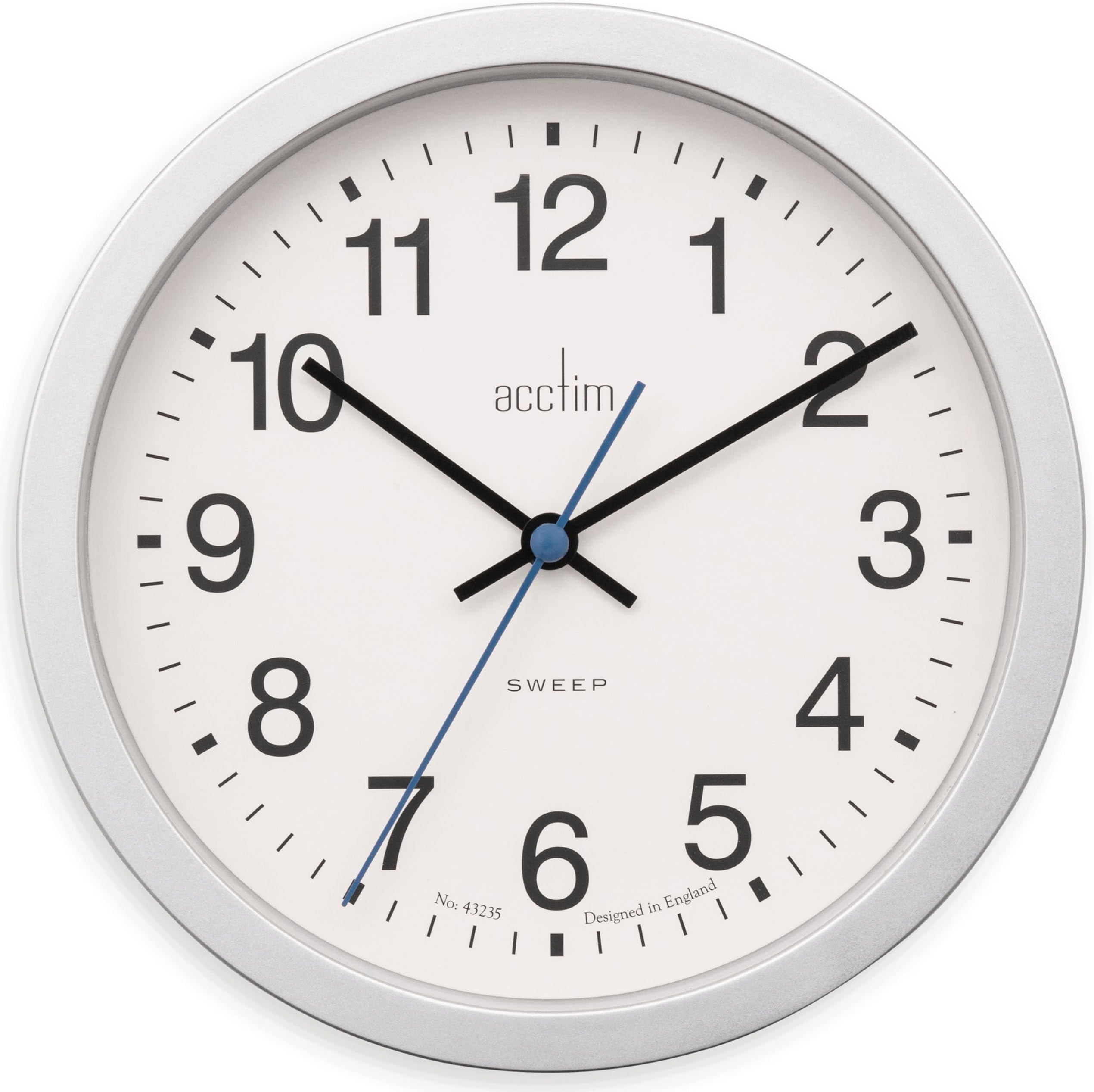 Bromham Non Ticking Sweep Seconds Hand Wall Clock 20cm Diameter (Silver)
