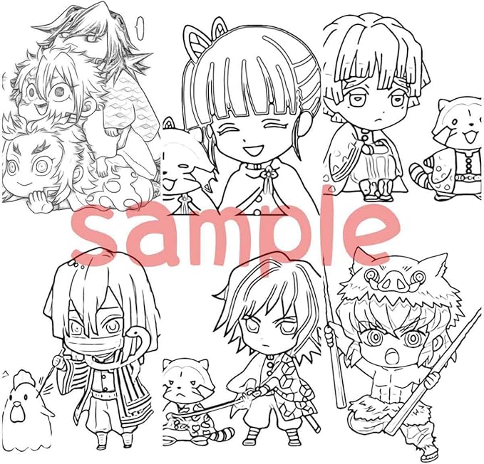 Amazon 鬼滅の刃の塗り絵ちびキャラ60種類セット ぬりえ おもちゃ おもちゃ