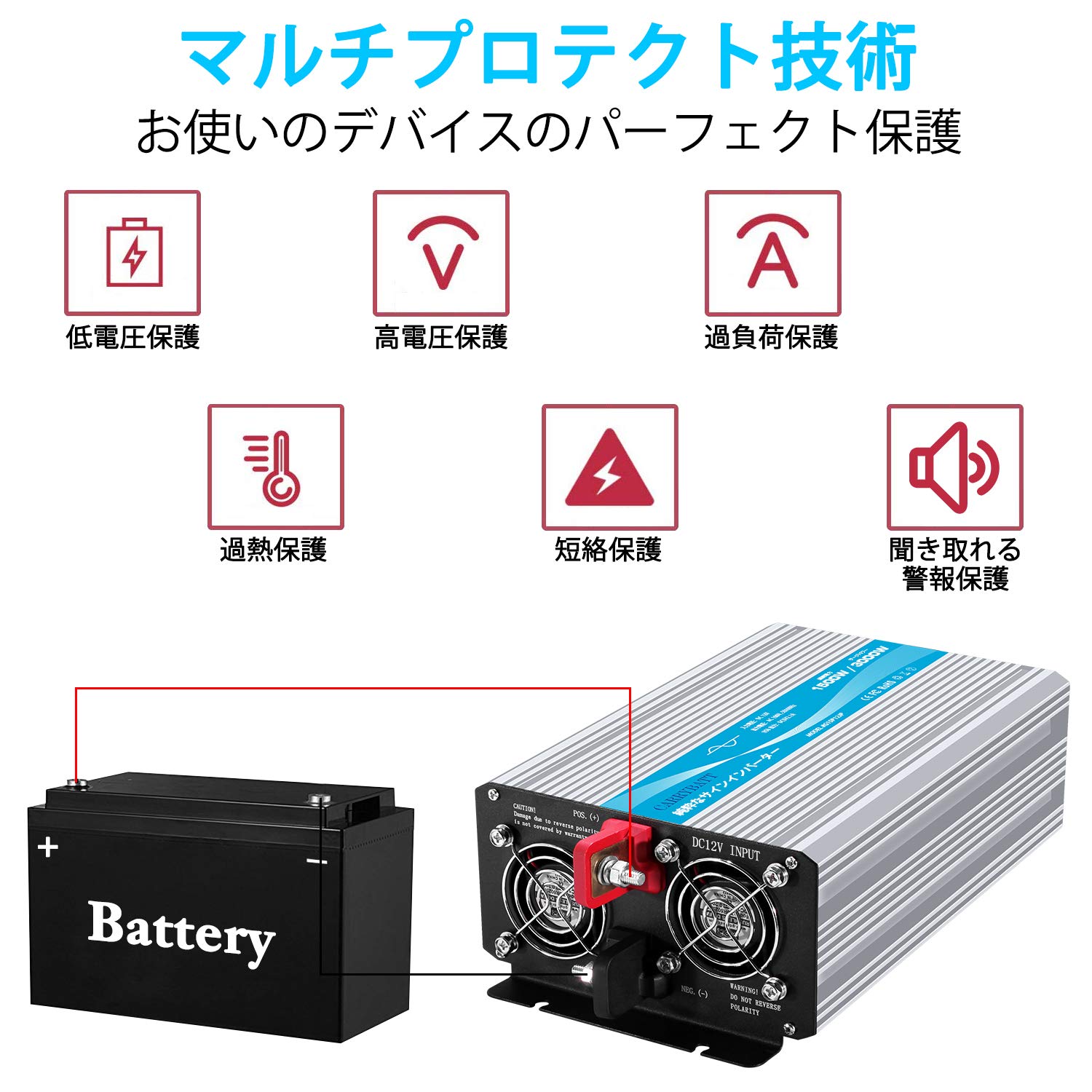 Amazon.co.jp: CARRYBATT 1500W 正弦波 インバーター 12V最大3000W 