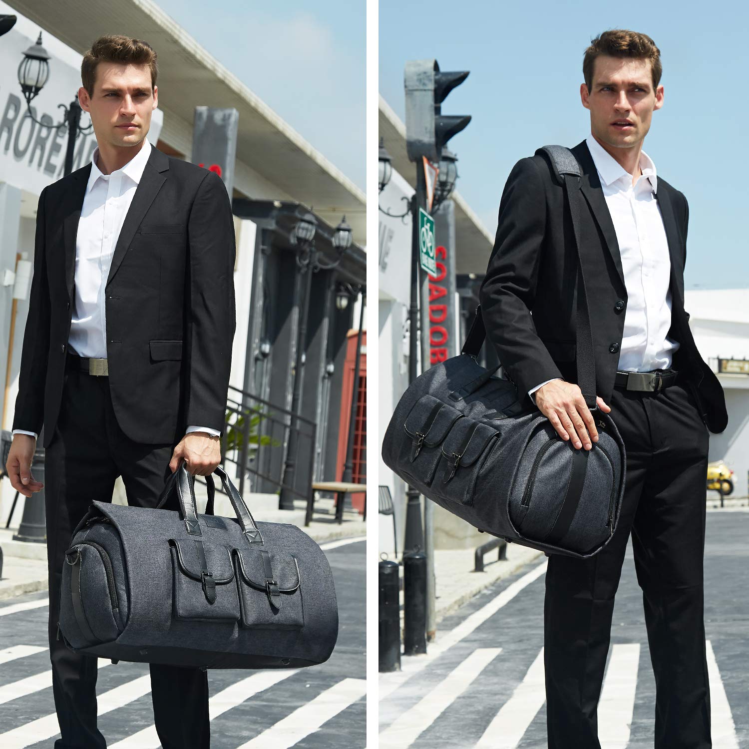 UNIQUEBELLA Housses de Costume de Voyage Housses de Vêtements pour Transport Sac de Costume Sacs de Voyage Sac de Sport Poches de Rangeme Sac de Protection pour Costumes(Gris Foncé)