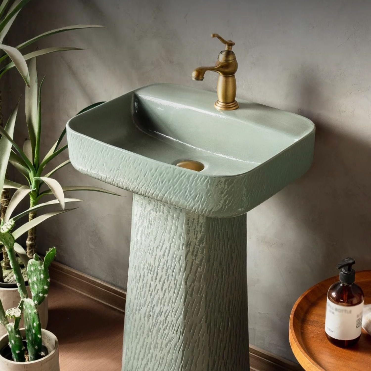 Bathroom Countertop Vessel Sink Pedestal Basin Floor-standing Outdoor Garden Wash, Bathroom Sink Pedestal Sink Vanity