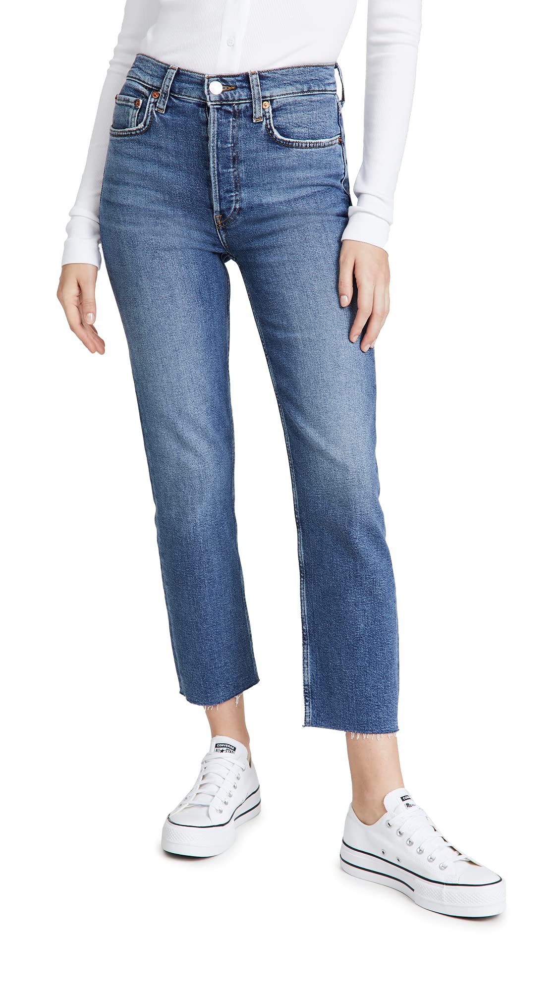 RE/DONE Women's High Rise Rigid Stove Pipe Jeans