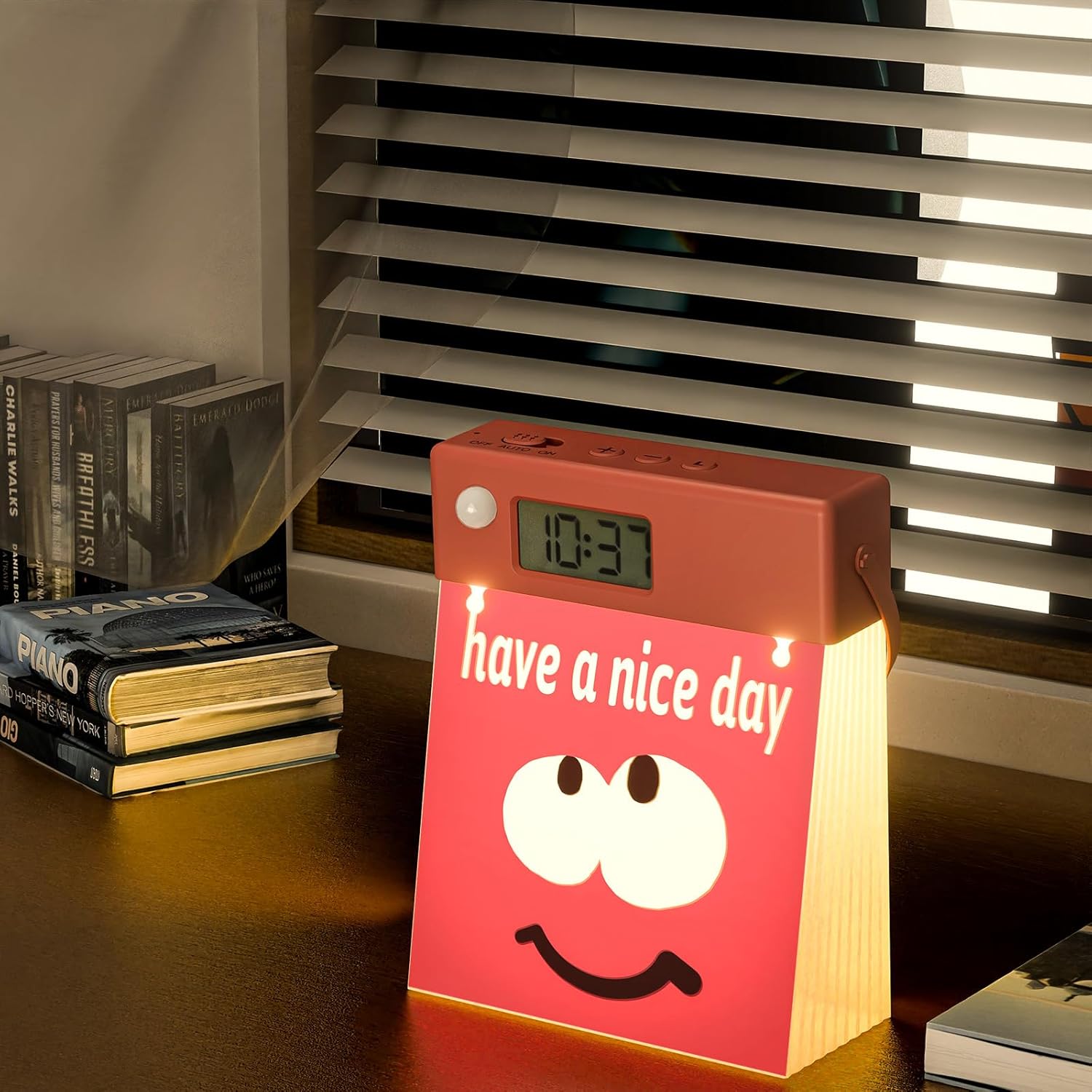 LED Squishy Night Light, with 12 Motivational Cards and Time Display, 5 Levels Dimmable Cute Lights for Bedroom, Rechargeable Touch Lamp, Dorm Decor, Easter Gifts for Teenager