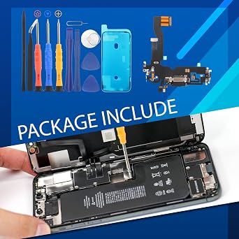 Dock Connector for iPhone 12 Charging Port Flex Cable Replacement for iPhone 12 Pro USB Charger Dock Board Connector with Tools(Black)