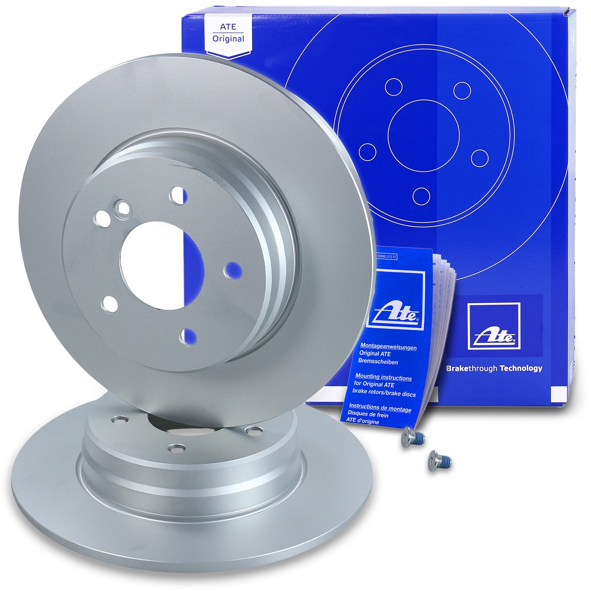 ATE Bremsenset Hinterachse inkl. Bremsscheiben hinten Ø 290 mm und Bremsbeläge hinten Kompatibel mit MERCEDES C-Klasse (203), CLC-Klasse (CL203), CLK (C208), CLK (209), E-Klasse (W210), SLK (R171)