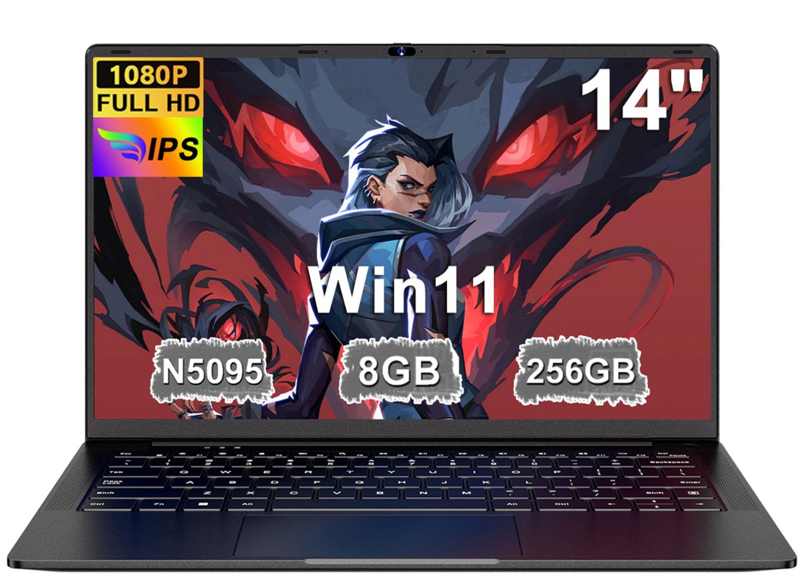 Ordenador Portátil 14 Pulgadas Celeron N5095 Upto 2,9 GHz Portatiles 8GB RAM 256GB SSD TF 1TB LPDDR4 Win11 5G WiFi 1920*1080 FHD Widevine L1 Laptop Película Protectora Español - Negro Cuerpo MetálicoA