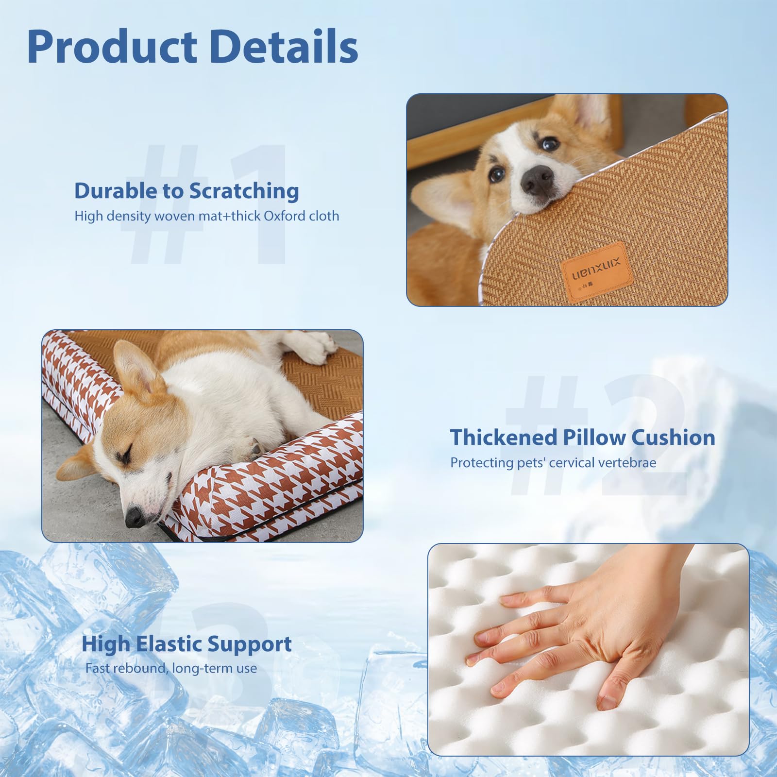 PETCUTE Tapis Rafraichissant Chien Antidérapant,Lit Rafraîchissant pour Chien,Lavable Tapis Rafraichissant pour Chiens de Petite et Chats,Convient pour Une Utilisation Intérieure et Extérieure