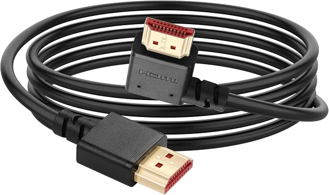 YACSEJAO 8K HDMI 2.1 Right Angle Cable 6.6FT 90 Degree 48Gbps High Speed HDMI Male to Male Cable for 4K@120Hz 8K@60Hz 2K@240Hz (Right Angle)