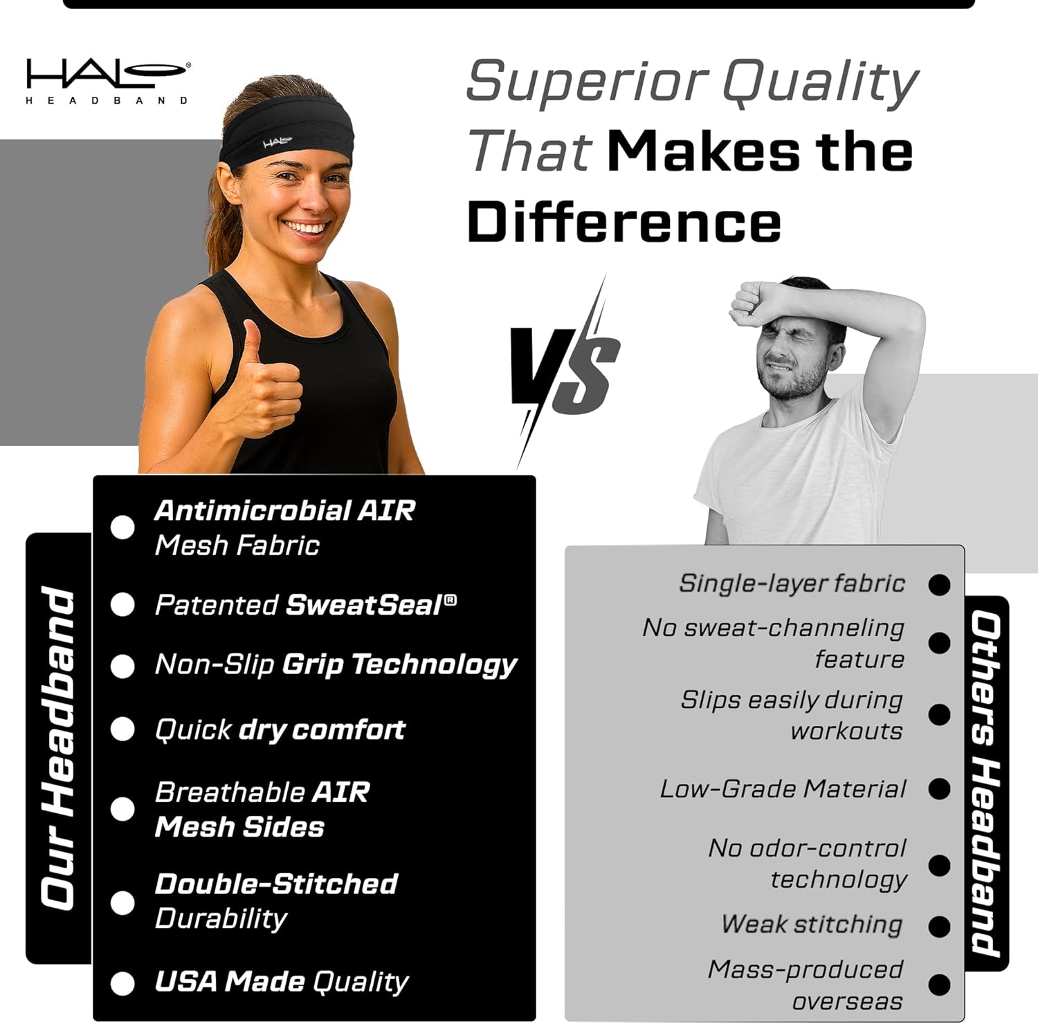 Halo Headband AIR Series-Bandit - 4" Wide Pullover Sweatband for Men and Women- Keeps Hair in Place and Sweat Off Your Face - Image 4