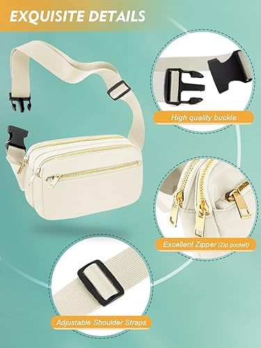 Miniatura 4 de FIORETTO Riñoneras para mujeres y hombres, a la moda, mini bolso cruzado con correa ajustable, bolsa pequeña para la cintura para correr,