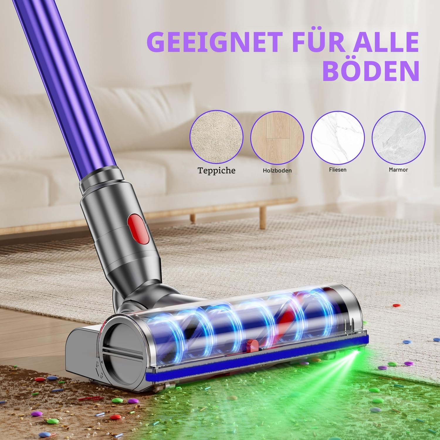 Elektrobürste Kompatibel mit Dyson V7, V8, V10, V11, V15 Staubsauger Befestigung, Teil Direktantrieb Reiniger Kopf Turbine Boden Düse für Turbo Bürste mit Schnelllösung für Harte Böden