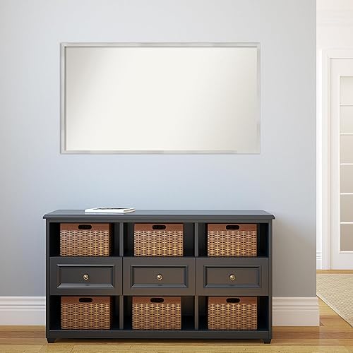 Miniatura 5 de Amanti Art Espejo de baño plateado para sobre el fregadero, 25 x 45 pulgadas, espejo rectangular plateado esbelto hecho a medida, marco de madera