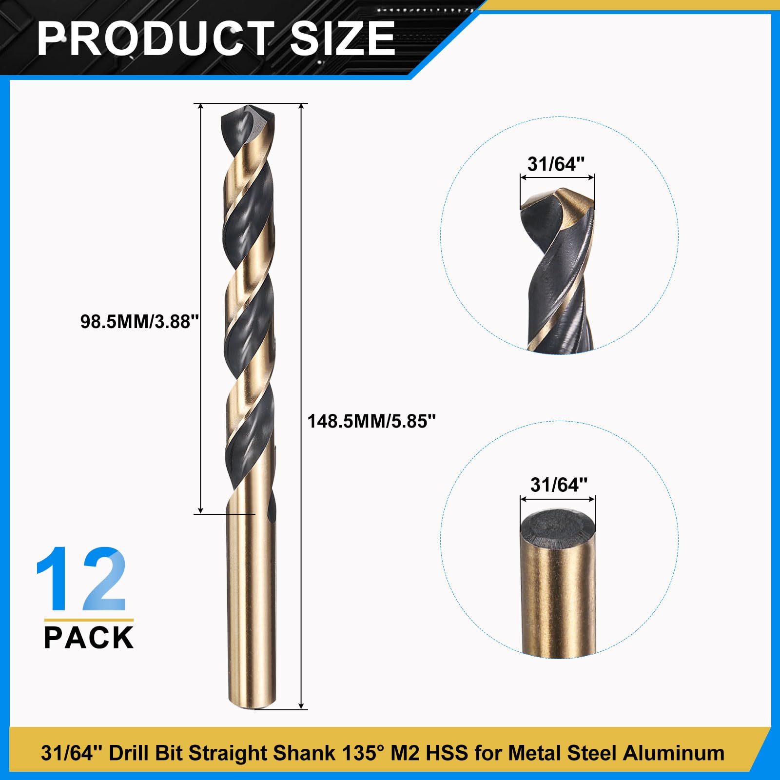 PATIKIL 12.3mm Drill Bit 31/64" - Image 2