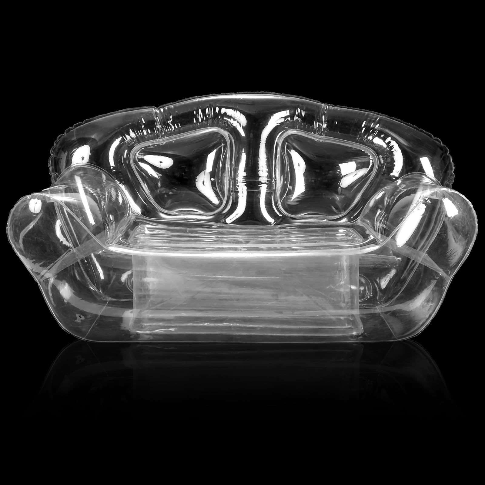 Inflatable Chair Blow Up Couches Transparent Inflatable Sofa Seat Yard Patio Portable Air Couch Furniture for Outdoor Indoor Camping Beach Room(Double Seat,Clear)