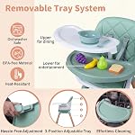 HONEY JOY Chaise haute bébé, 9 Dans 1 Chaise haute convertible pour bébés et tout-petits, Siège Booster à manger, Tabouret pour tout-jour w/5-Point Harnais de sécurité, facile à nettoyer et amovible PU Coussin & Bac (vert)