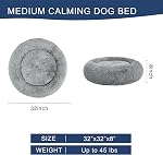 Calming Dog Bed, Anti-Anxiety Pet Bed Fluffy Faux Fur Donut Cat Bed, Washable and Self-Warming Dog Bed with Slip-Resistant Bottom for Medium Dogs and Cats Up to 45 lbs