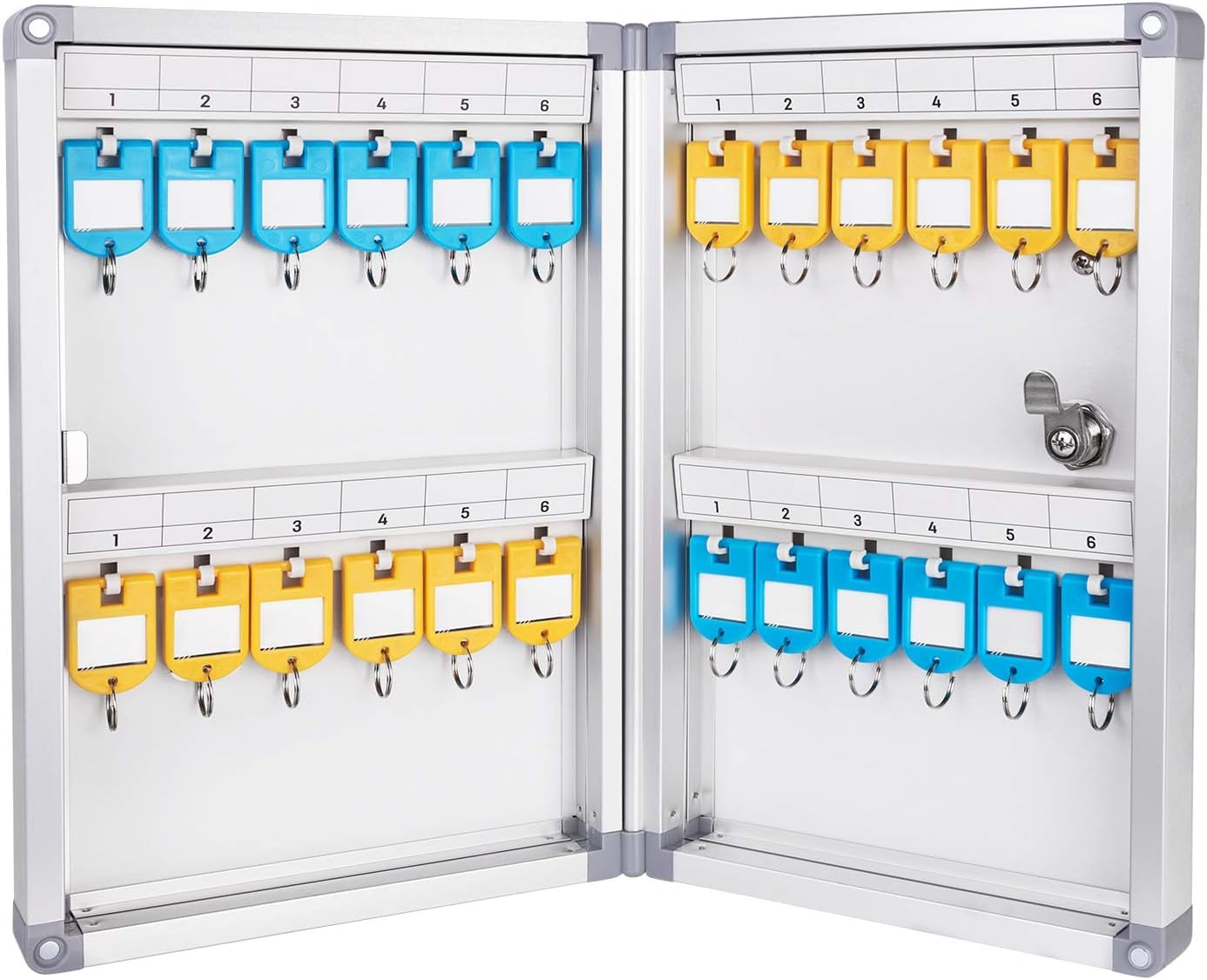 VPGS Key Cabinet, Key Lock Box Cabinet, with Metal Lock, Sturdy Hooks & Markable Keychains, Heavy Key Storage Box, Metal Key Organizer, Key Safe Cabinet(24)-picture-26