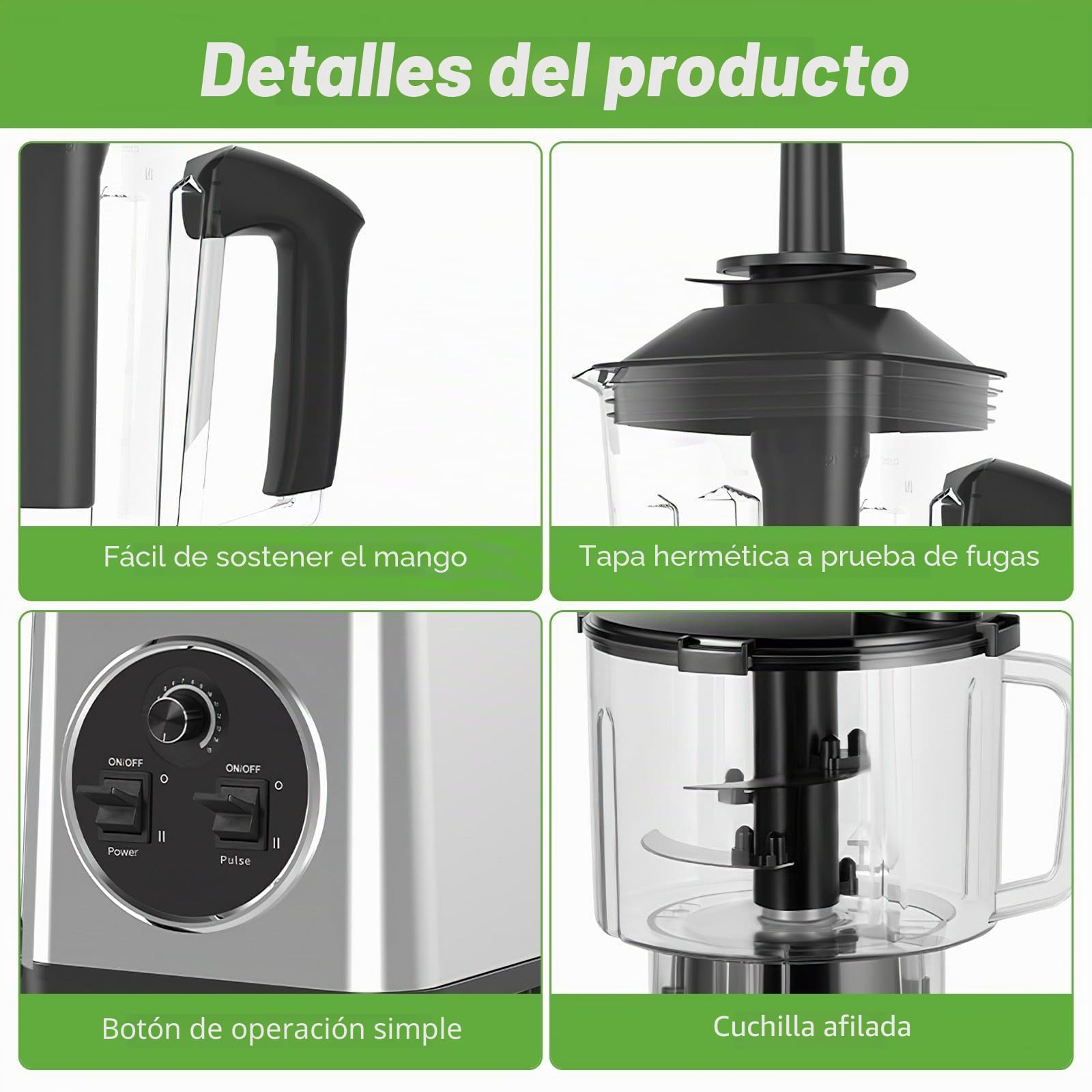 Batidora profesional 3 en 1 para casa, 6000 W, batidora batida, 3 tarros (2,5 l/2 l/0,8 L), 15 velocidades, cuchillas de acero inoxidable, para batidos, helados picados, jugo y molienda de semillas