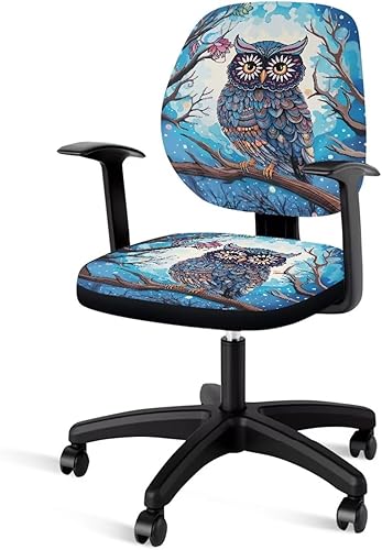Funda para silla de oficina con diseño de búho, funda para silla de escritorio, sin brazos, fundas para sillas de computadora, 2 piezas, tela